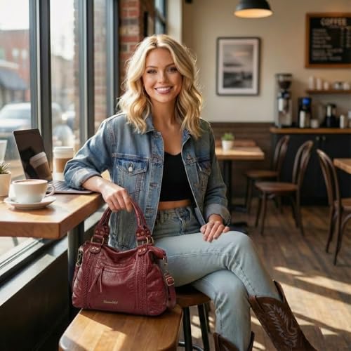 Image of Y2K Purses Hobo Bags for Women Roomy Washed Leather Handbags with Crossbody Strap