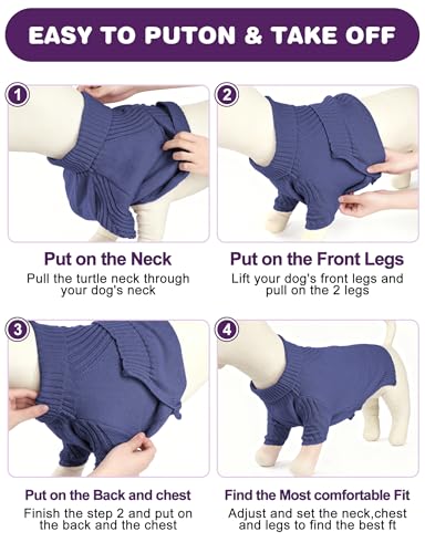 Image of Dog Sweaters for Small Medium Large Dog, Classic Turtleneck Pet Clothes Warm Thermal Doggy Winter Coat, Thick Double Knitting Collar Pullover Cold Weather Puppy Jacket for Indoor & Outdoor Wear