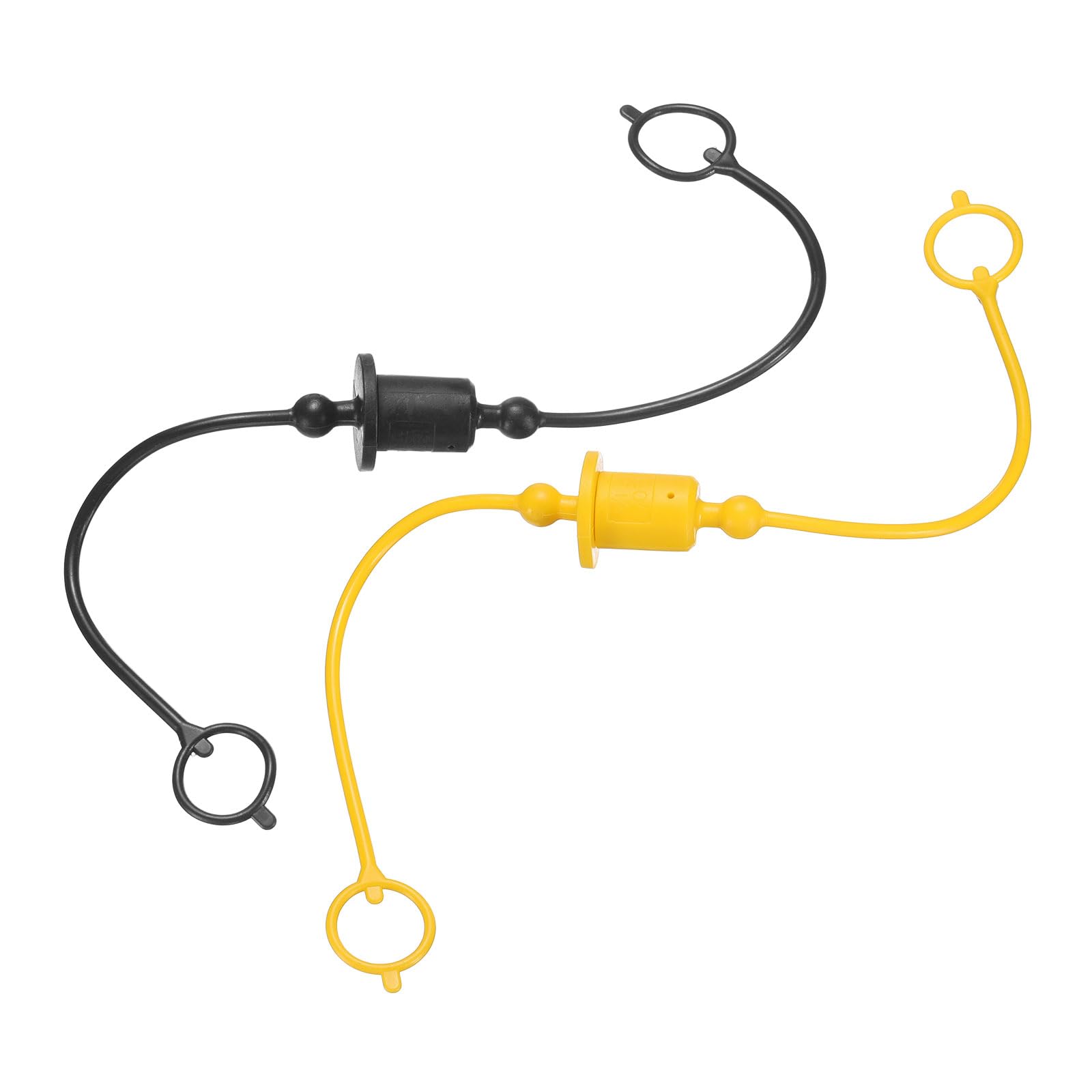 HARFINGTON 2Sets 1/4 Hydraulic Hose Dust Cap and Plug Kit, ISO-A Male Dust Cap &amp; Female Plug Cover Quick Disconnects Air Coupler Cover Port Plug Fittings with Retention Ring, Black/Yellow