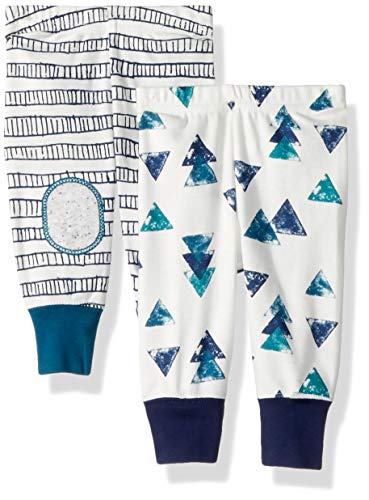 Lamaze Organic Baby Baby Boys Pull On Jogger 2 Pack Pants, White Triangles/Stripes, 3 Months
