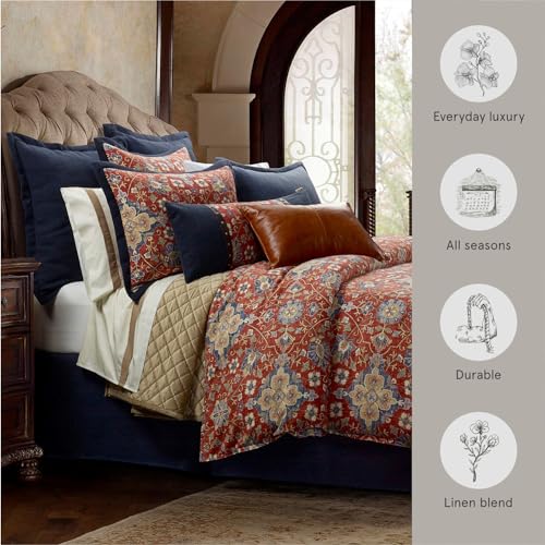 Image of HiEnd Accents Melinda Washed Linen 3 Piece Queen Floral Comforter Set
