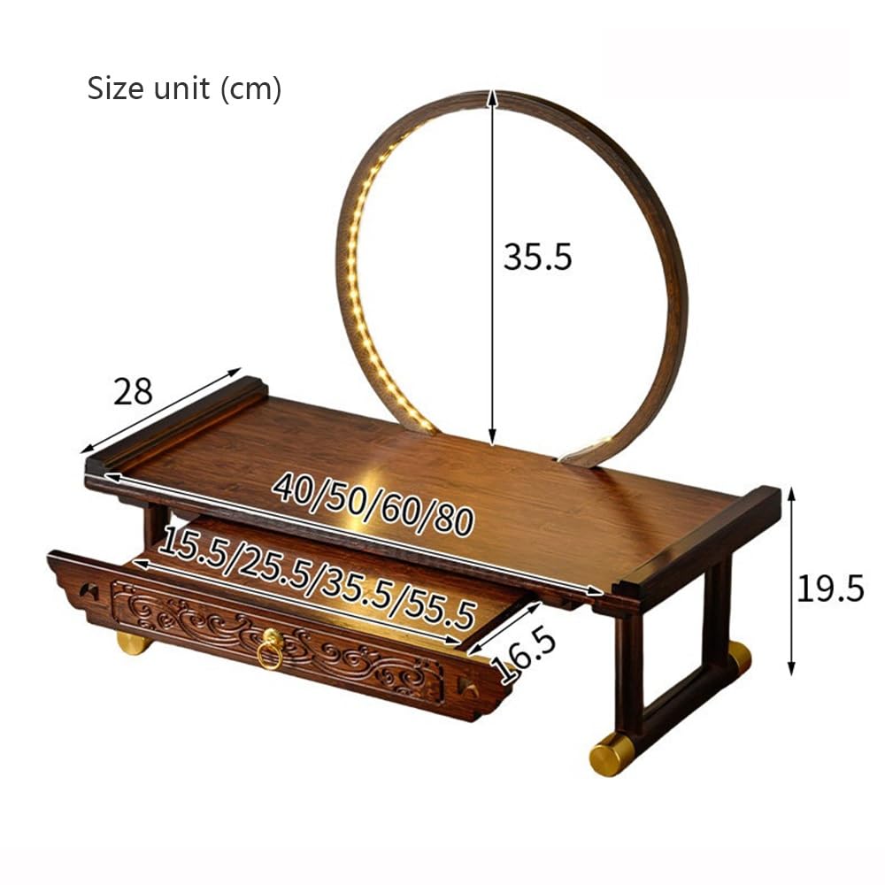 Tavola d'altare Cinese Mini Tavolo da Altare con Supporto retroilluminato a LED | Consolle con cassetto(XL)