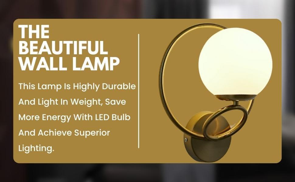 Image of WOKE Metal Modern Wall Sconce Light Fixture Decorative Surface Mounted for Bedroom, Living Room, Bathroom, Hallway, Entryway (Dual Ring Glove Without Bulb) 78944