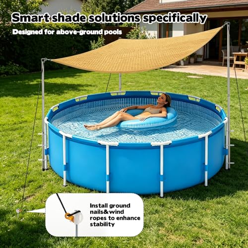 FMOACEN Set Sombrilla Triangular para Piscina de 13x13x13 FT miniatura 7