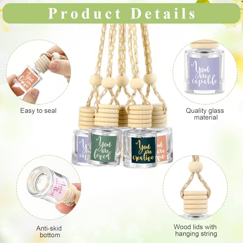 Image of Funnymoom 20 Pcs Inspirational Gifts Bulk Empty Glass Car Air Freshener Diffuser Hanging Employee Appreciation Thank You Gifts for Staff Coworker Office Nurse Teacher Volunteer Hanging Decor