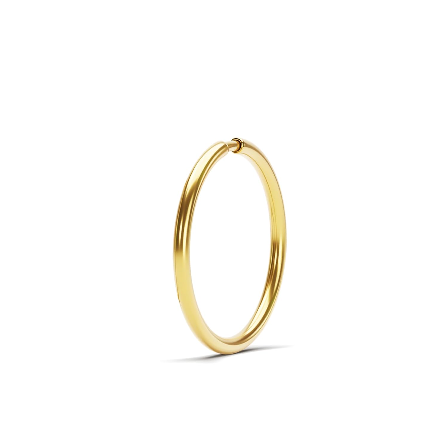 14K Solid Gold Basic Seamless Snug Fit Nose Ring - Minimalist 20 Gauge Nose Hoop - 7mm 8mm - Cartilage Helix Piercing Jewelry - Septum Hoop (Inner diameter: 7mm)