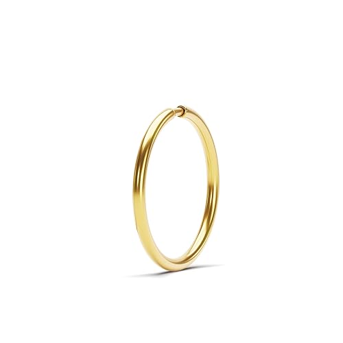 14K Solid Rose Gold Basic Seamless Snug Fit Nose Ring (Single) - Minimalist 20 Gauge Nose Hoop - 7mm 8mm 10mm - Cartilage Helix Piercing Jewelry - Septum Hoop - Dainty Hoop Earring