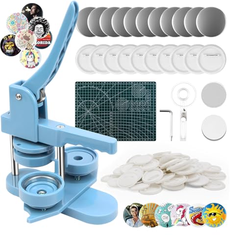 Buttonmaschine 58mm, Orifesio Button Maschine mit 100 Zubehör & Kreisschneider & Schneidematte, Buttons Selber Machen, Button Maker Machine 2,25 Zoll, DIY Pin Maker Machine Set, Badge Making Machine