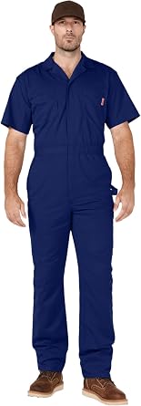 WORK IDEA Mens Short Sleeve Coveralls Lightweight Jumpsuits for Mechanics | Breathable Utility Work Suit Technician Uniform with Multi Pockets&Flexible Waistband&Two-Way Zipper