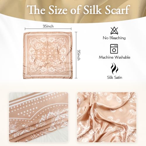 Silk Like Head Scarf for Women, Silk Hair Wrap for Sleeping, Women's Scarves & Wraps, 35in x 35in Bandanas for Women2