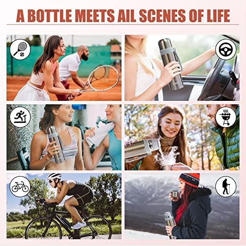Stainless Steel Thermos Bottle, Supkit 17Oz Thermos For Hot Drinks, Bpa Free, Insulated Cup Keep Hot & Cold For Hours, Perfect For Biking, Camping, Office, Car Or Outdoor Travel (Gold) #TOP5