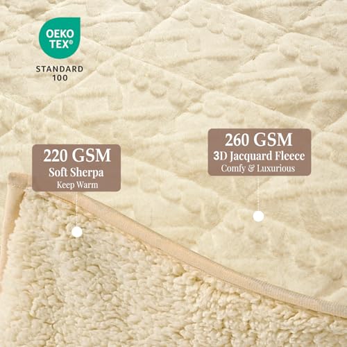 Image of Topblan Weighted Blanket for Adults, 48 inch x 72 inch 15lbs, Soft Sherpa Twin Size Heavy Blanket with 3D Jacquard Flannel Fleece Weighted Blankets for Couch and Bed