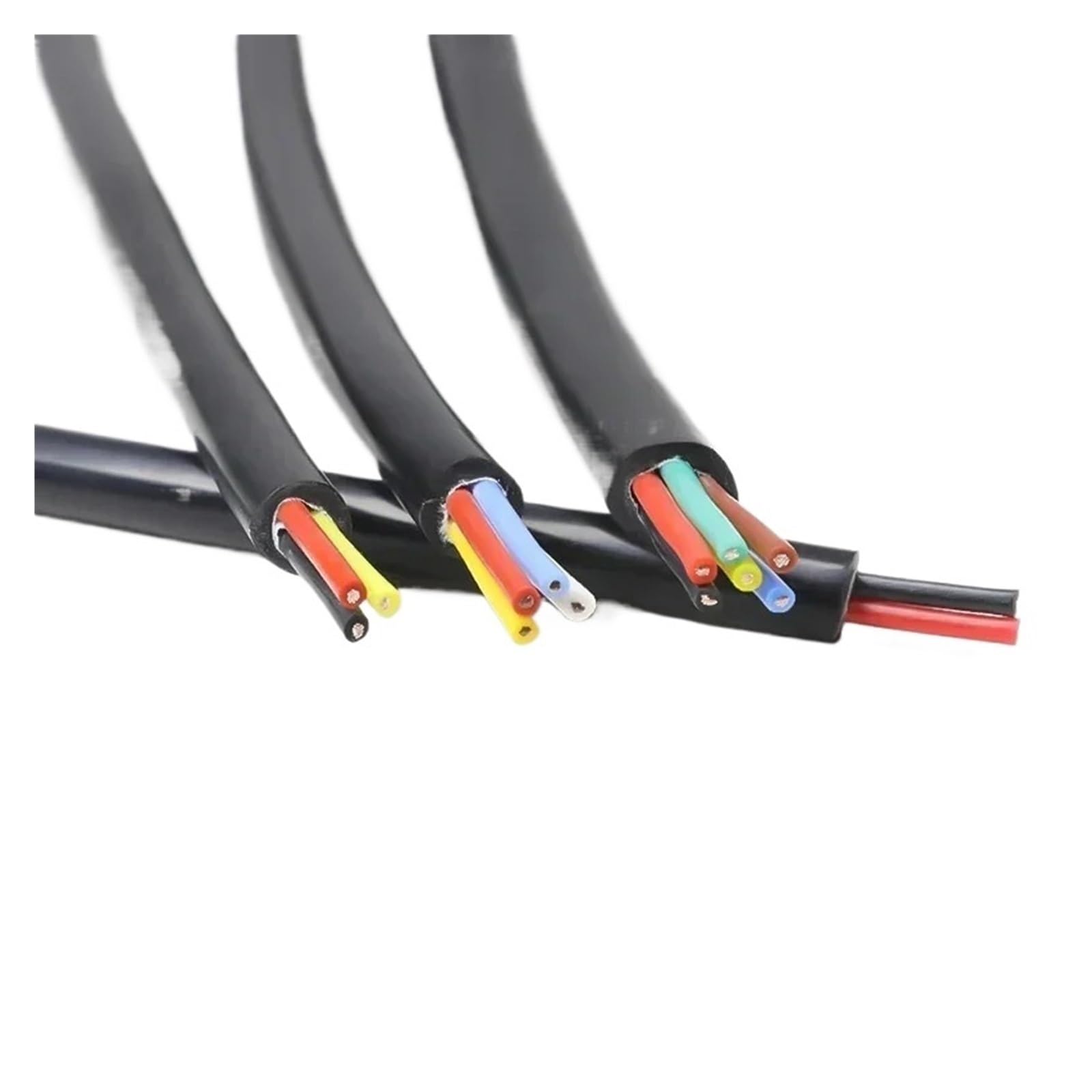 1-10 m schwarzes, flexibles Silikonkabel, quadratisch, 0,3/0,5/0,75/1/1,5/2/2,5/4/6 mm x 2/3/4/6 Adern, verzinntes Kupfer, Hochtemperaturkabel(0.5mm,2 meters,3 cores)