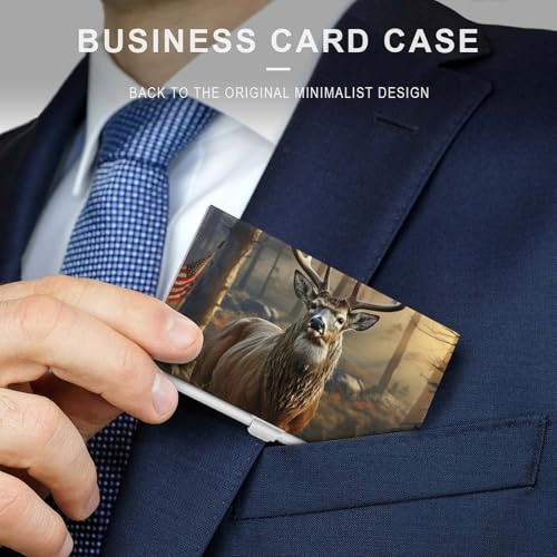 Metal Business Card Holder Ultra Slim - Deer Hunting Season Professional Aluminum Alloy Card Case with Magnetic Closure, Compact ID Credit Card Organizer Wallet for Men Women3