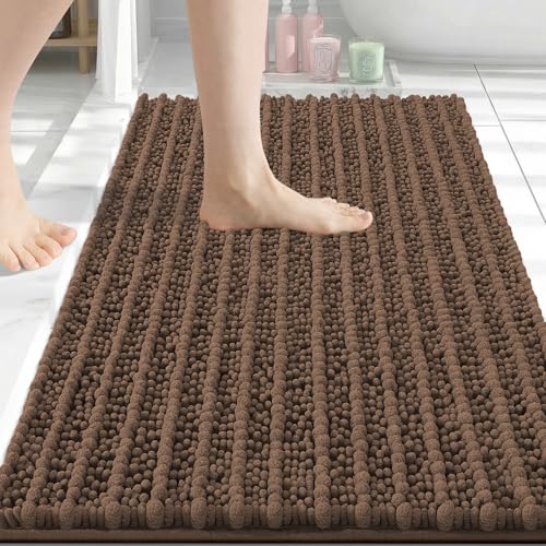 Image of Arotive Luxury Bathroom Rugs 30x20, Extra Soft Thick Absorbent Shaggy Chenille Bath Rugs, Machine Wash Dry, Bath Mats for Bathroom Floor, Tub and Shower, Home Decor Accessories, Mocha
