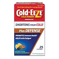 COLD-EEZE Plus Defense Natural Citrus with Elderberry Zinc Lozenges, Homeopathic Cold Remedy, Shortens Common Cold Symptoms, Promotes Immune Health with Sambucus Nigra, Echinacea and Rose Hips, 25 Ct