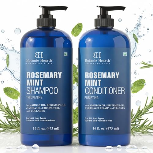 Botanic Hearth Rosemary Mint Shampoo and Conditioner Set, Thickening Formula, Promotes Hair Growth and Scalp Health Sulfate Free & Paraben Free, for Men & Women | 16 fl oz each - Image 5