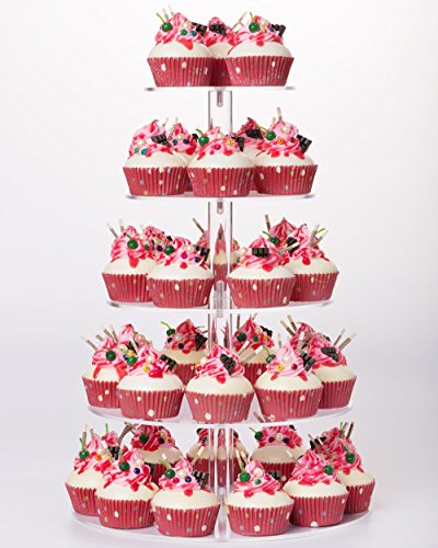 YestBuy 5 Tier Round Wedding Party Acrylic Cake Cupcake Tree Tower Maypole Display