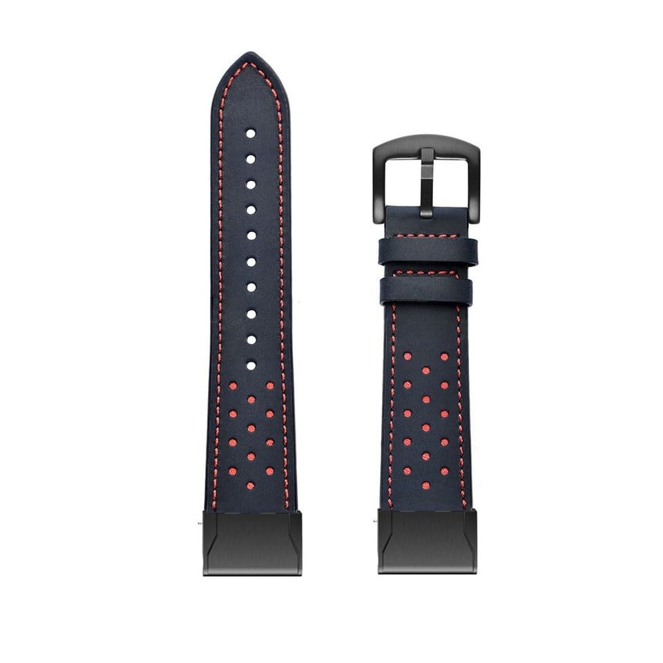 Bracelet pour Garmin Epix Pro 51mm en cuir noir à pois idéal au quotidien