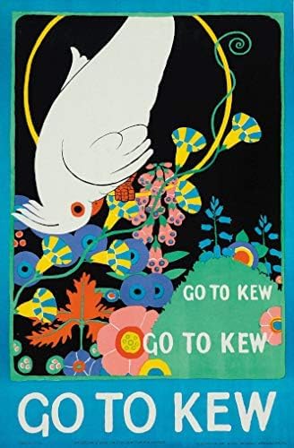 RPW Roystone Print Works Vintage London Travel Poster GO to KEW Gardens, 1915. 250gsm Gloss Art Card Reproduction Poster (A2 420 x 594mm)
