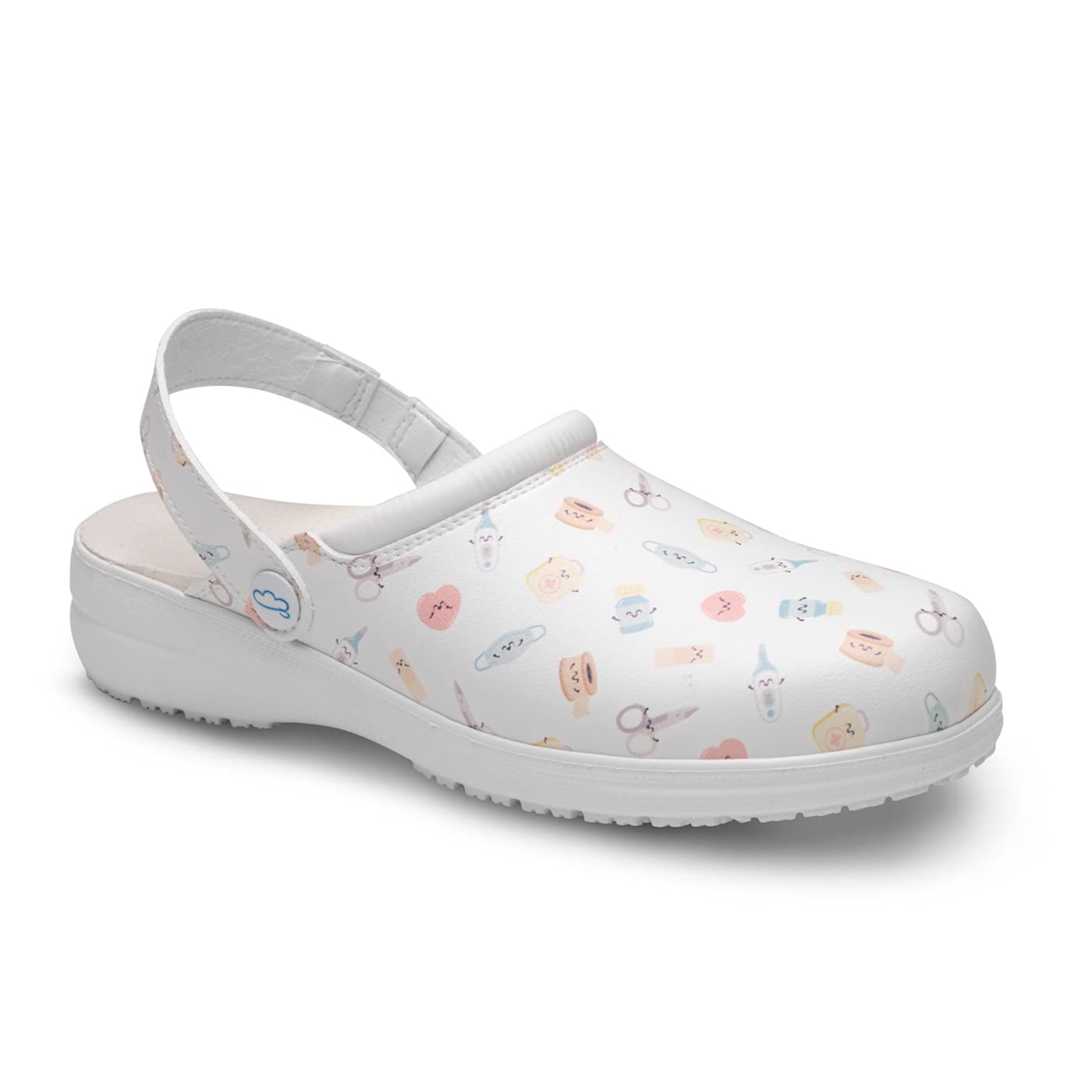 FELIZ CAMINAR x Mr. Wonderful- Zuecos Estampados Sanitarios Wonderful Steps/Antideslizantes y cómodos para Mujer/Clínicas, Veterinarios, Hospital, Geriatricos/Bolsa DE Fieltro DE Regalo