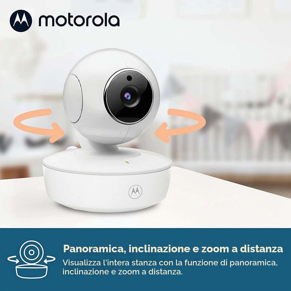 Motorola Nursery VM55 - Telecamera Babyphone - Visione notturna - Schermo LCD da 5 pollici - Wireless - Monitoraggio della temperatura - Sistema di comunicazione bidirezionale bianco