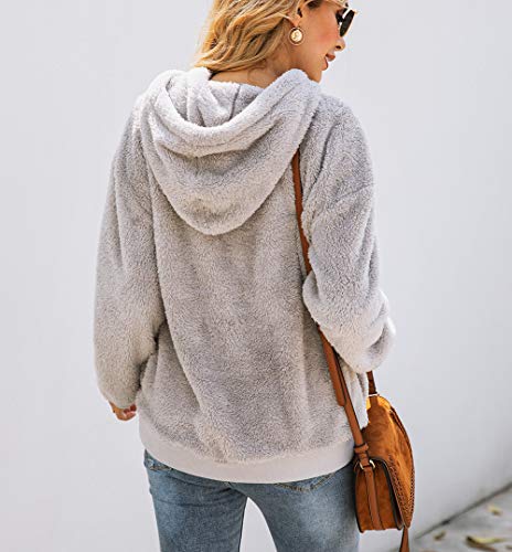PRETTYGARDEN Women's Long Sleeve Fuzzy Sherpa Fleece Sweatshirt Coat Zipper Hoodie Oversized Pullover Outwear with Pockets
