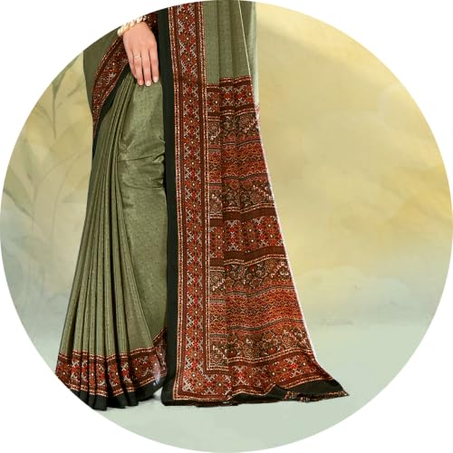 Image of Jaanvi fashion Women's Crepe Silk Saree with Unstitched Blouse Piece | Soft Lightweight Traditional Ethnic Wear Saree for Party, Wedding, Festival