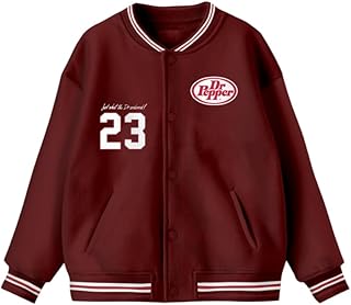 Dr. Pepper Logo Women's Bomber Jacket - Zip-Up Lightweight Varsity Style Jacket for Juniors