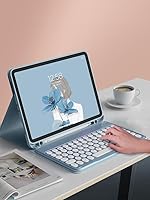 Vista 5 de HENGHUI Funda con Teclado para Galaxy Tab S6 Lite 10.4 pulgadas Funda con Teclado de Teclas Redondas Bonitas de Colores Teclado Inalámbrico Negro