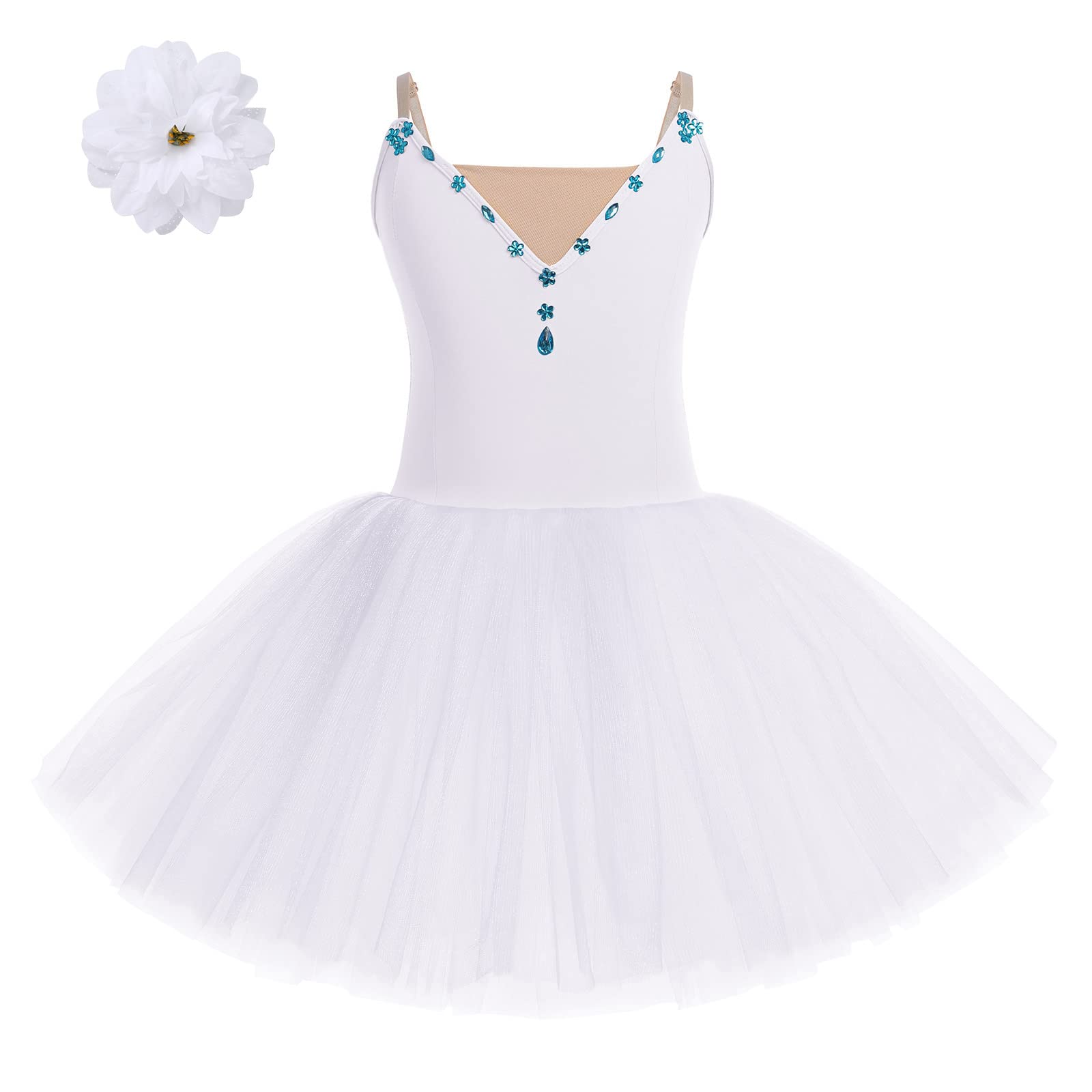 SYDUZAX Robe De Ballet Fille Justaucorps Avec Tutu - Costume Danse Classique Lac Des Cygnes 1-14 Ans