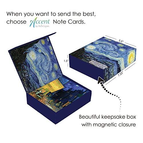 Image of RainCaper Fine Art Keepsake 5x7 Blank Stationery van Gogh Greeting Note Cards With Decorative Envelopes, Gift Boxed Set of 16 | 300 GSM Cardstock (van Gogh At Night)