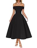 Cocktail Dresses for Women&apos;s Elegant Off Shoulder Short Sleeve Swing A Line Wedding Evening Party Midi Dress
