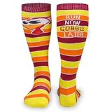 Gone For a Run Run Now Gobble Later Knee High Athletic Running Socks | Fun Turkey Trot Running Socks