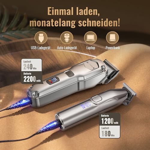 Jack & Rose Haarschneidemaschine, Profi Haarschneider Kabellos & Wiederaufladbar, IPX7 Wasserdichte...