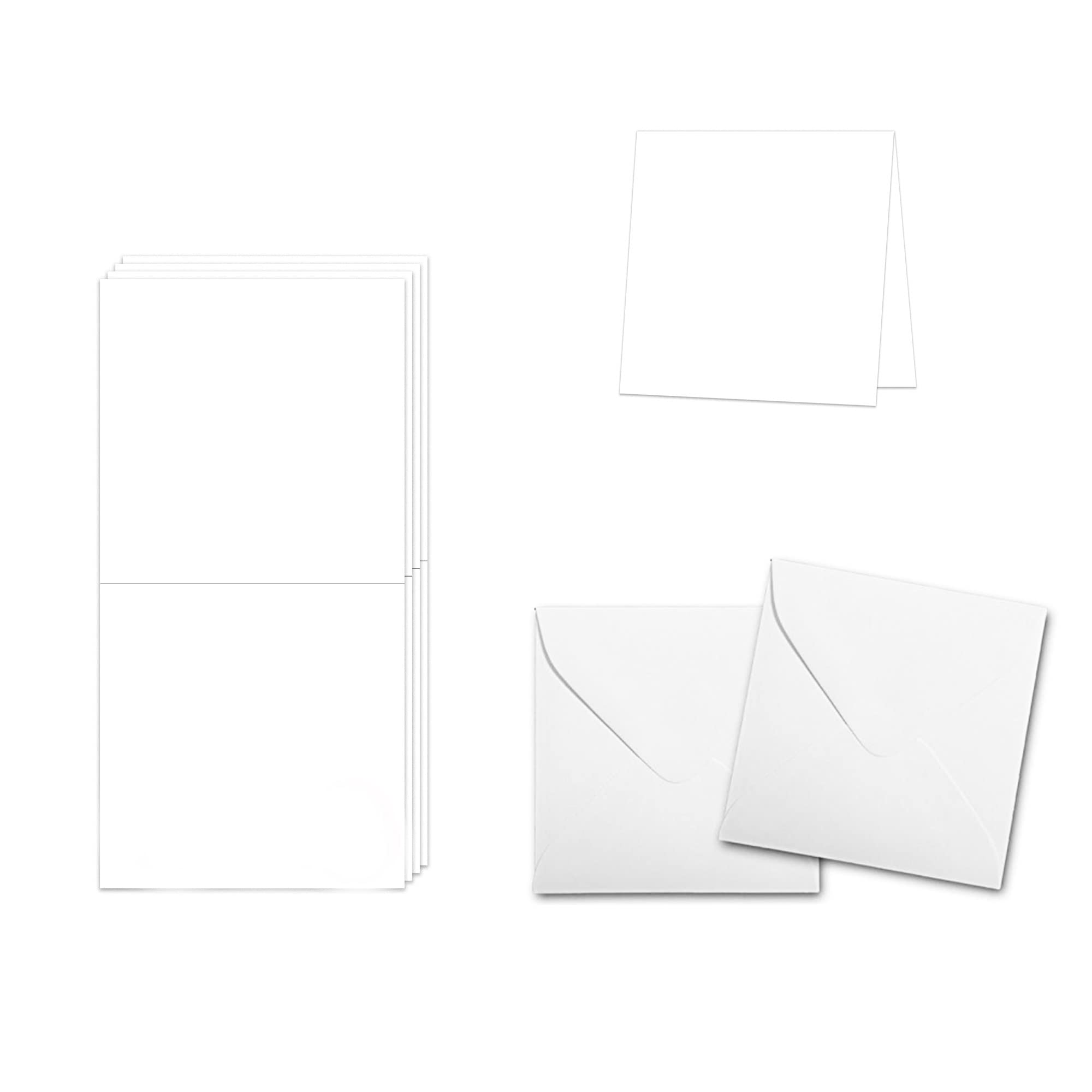 DISCOUNTCARDSTOCK.COM Premium Blank White Folded Card Sets - 100 Pack - 216 GSM Card Stock - Pre-Scored Stock with White Envelopes Included - 100%