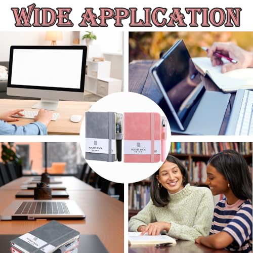 Lxtness 2 stück Notizbuch Klein Mit Stift, Hardcover A7 Notizblock Klein mit 200 Seiten, Mini Notizbuch mit Elastischem Verschlussband und Stifthalter mit Stift für Männer Frauen