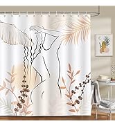 Bonhause Cortina de Ducha Mujer Abstracta Moderno Minimalista de Líneas 180 x 180 cm Cortina de B...