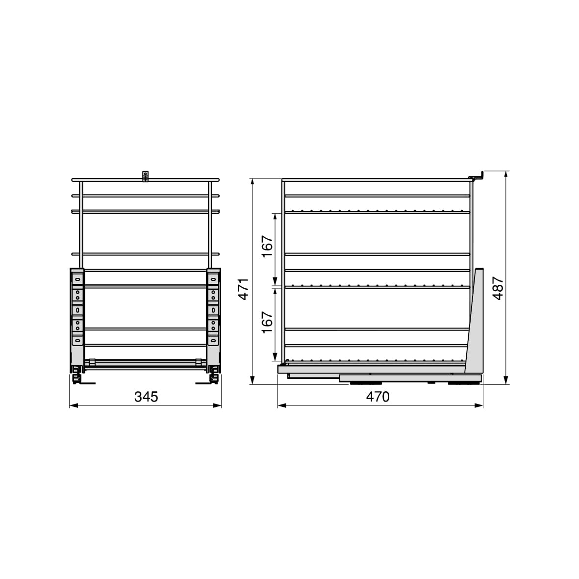 Emuca - Chariot Coulissant Supra, Fixation inférieure, Fermeture amortie, pour modules de Cuisine de 400mm, Acier, chromé