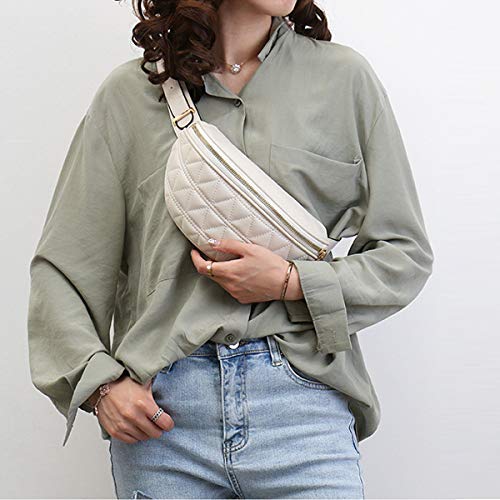 Fashion Waist Packs For Women Fanny Packs Quilted Belt Bag Festival Bum Bags Crossbody Waist Purse For Sports Workout Traveling Running Casual(Women Fanny Pack For Beige) #TOP2