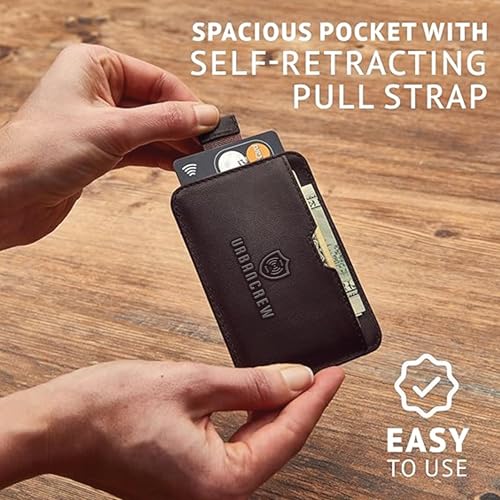 URBAN CREW RFID Blocking Slim Wallet for Men – Genuine Leather Front Pocket Card Holder with Cash Slot | Minimalist & Secure Travel Wallet for Everyday Use (Brown)2