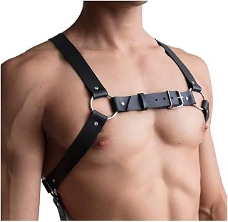Adjustable Men's Punk Chest Belt Leather Body Chest Harness Belt Shiny Half Body Chest Strap Rave Clubwear Masquerade Costume