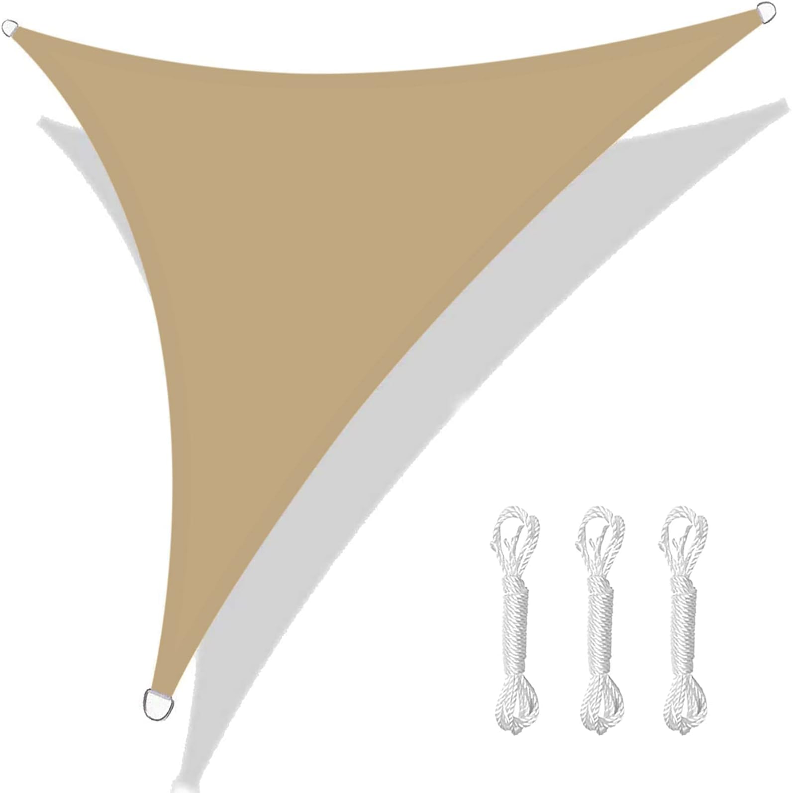 Sun Shade Sail Waterproof 2x2x2m Triangle, 98% UV Block PES for Garden Patio Sunscreen Canopy Sunsail with Free Ropes, Sand