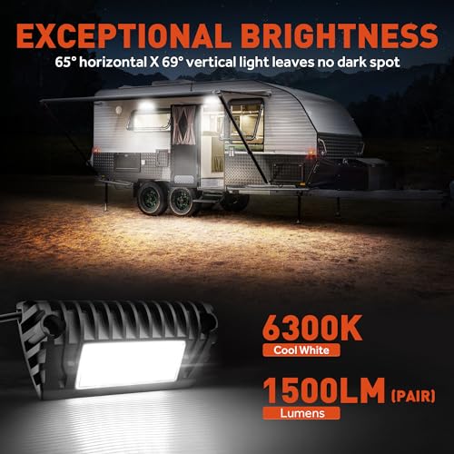 SnowyFox LED RV Porch Light Aluminum Exterior Utility Light 12V Lighting Fixture 750 Lumen Replacement Lighting for RVs Trailers Campers (2 Pack) — view 2