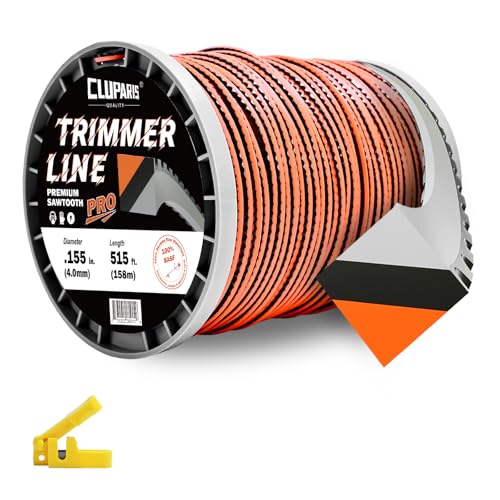 Cluparis .155-Inch Heavy Duty Trimmer Line, 5lb 515ft Professional Sawtooth Weed Eater String, 3-Component Tri-Extrusion for Extra Durability, Fits Echo Husqvarna Ryobi, with Super Line Cutter by Cluparis - Used condition - US$61.74