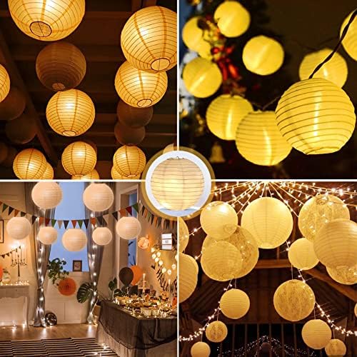 Funmo Paper Lanterns 10 Pcs White Paper Lantern Paper Lantern Ball White for Party Decoration Wedding Graduation Birthday Decoration Crafts