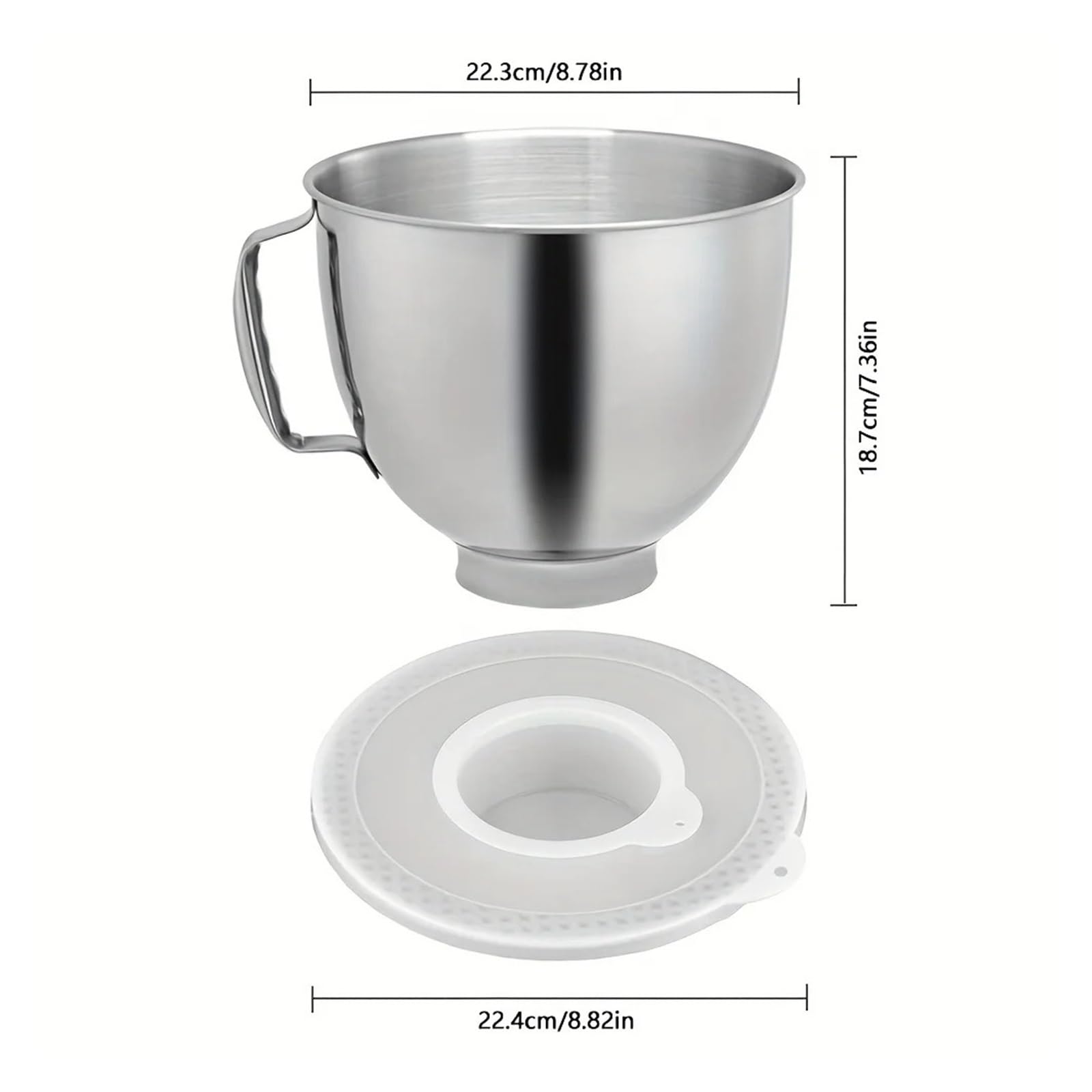 Genérico Tazón Mezclador con Tapa 5QT, Compatible con KitchenAid