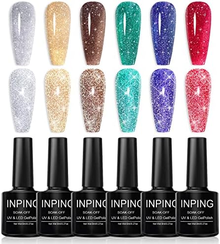 INPING Gel Nail Polish, 6 Colors Baby Pink Sweet Love Valentine's Day Series Gel Polish, Camellia Pink Pastel Jelly Light Pink Nude Nail Varnish Soak Off UV/LED Nail Lamp Gifts for Nail Art Design