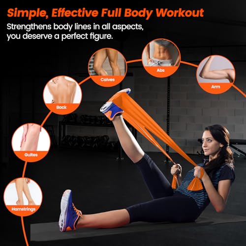 4.9ft Resistance Bands Set, Exercise Bands for Working Out, Elastic Bands for Home Exercise, Gym, Physical Therapy Bands for Stretch, Recovery, Yoga, Pilates, Rehab, Strength Training - Colorful - Thumbnail 4
