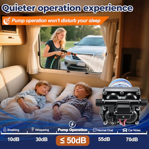 Image of 4008-101-A65 /E65 RV Water Pump,12V RV Water Pump 3.0 GPM &55 PSI Diaphragm Pump Self Priming for RV Plumbing & Camper Water Pump with Pressure Switch Quiet & Smooth Operation